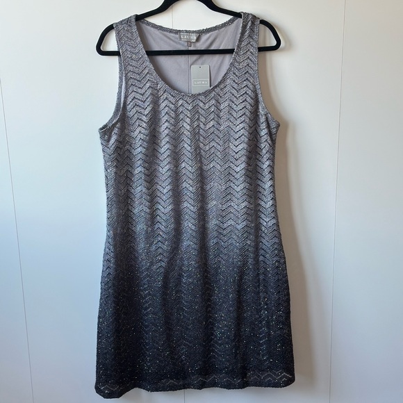 Silver Sleeveless Knee-Length Sheath Dress - Picture 1 of 2